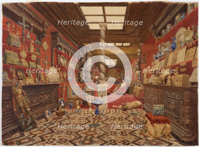 The Gallery of Alexander Basilewsky residence in Paris, 1870. Artist: Vereshchagin, Vasili Vasilyevich (1842-1904)