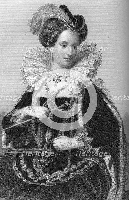 Queen Elizabeth I (1533-1603) at Tilbury Fort, 1851.Artist: William Holl