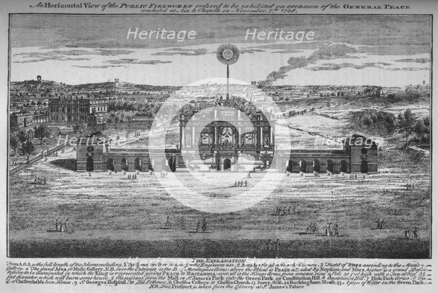 The peace rejoicings in the Green Park, Westminster, London, 1748 (1878). Artist: Unknown.