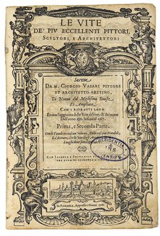 Title page from: Giorgio Vasari, The Lives of the Most Excellent Italian Painters, Sculptors…, 1568. Creator: Anonymous.