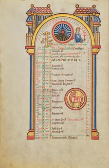 Mercury (?); Zodiacal Sign of Taurus; Stammheim Missal, probably 1170s. Creator: Unknown.