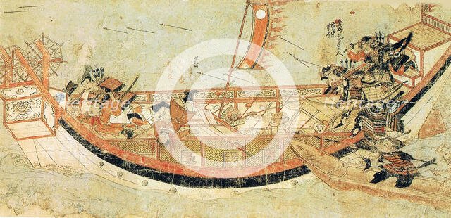 Illustrated Account of the Mongol Invasion (Moko Shurai Ekotoba), Detail: Battle of Koan, c1293. Creator: Anonymous ().