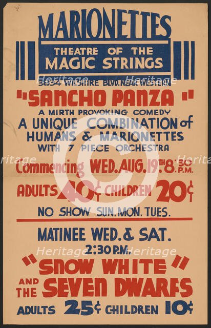 Sancho Panza, Los Angeles, 1936. Creator: Unknown.