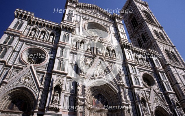 View of the Gothic-Renaissance façade of the cathedral 'Santa Maria dei Fiori', 13th century, des…