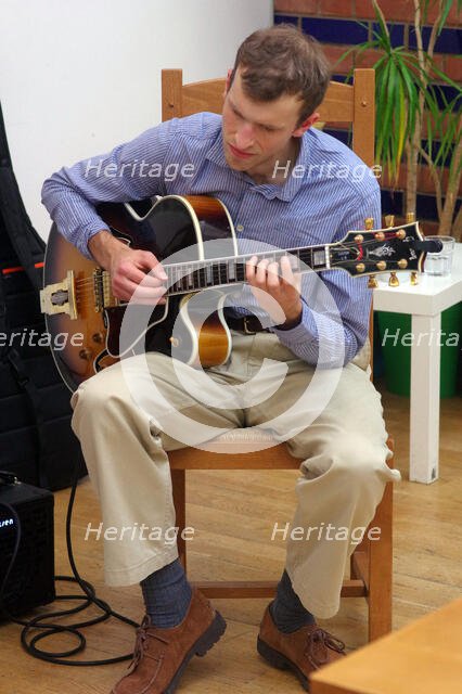 Will Arnold-Forster, Sam Braysher Quartet, Clocktower Cafe Jazz Club, Croydon, London, March 2025. Creator: Brian O'Connor.