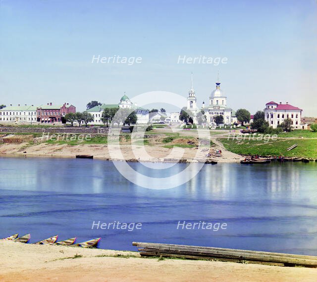 Downtown Tver'. Visible is the Church of the Resurrection (of the Three Confessors), 1910. Creator: Sergey Mikhaylovich Prokudin-Gorsky.