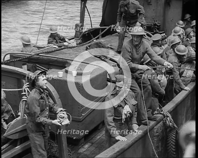 British Soldiers Climbing Aboard Ships at  Dunkirk for the Evacuation, 1940. Creator: British Pathe Ltd.