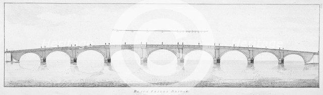 Longitudinal section of Blackfriars Bridge, London, 1766. Artist: Anon