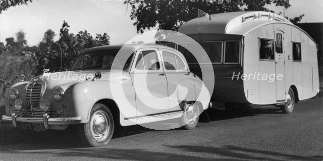 1951 Austin A70 Hereford with caravan. Creator: Unknown.