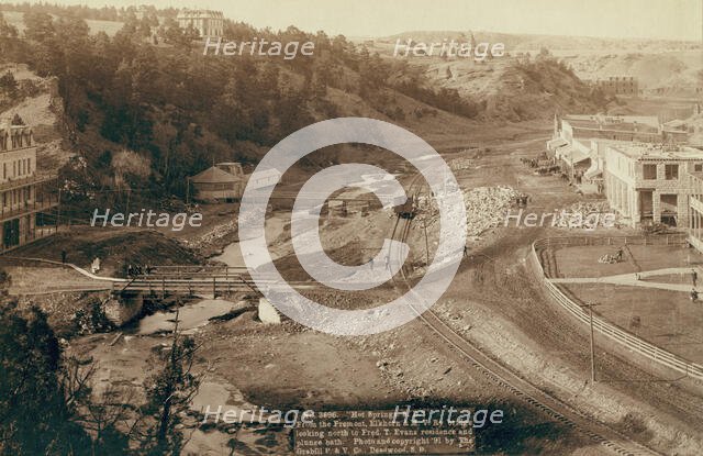 Hot Springs, SD From the Fremont, Elkhorn and MV Ry bridge looking north to Fred..., 1891. Creator: John C. H. Grabill.