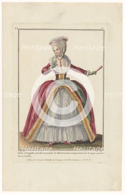 Gallery of French Fashions and Costumes, 1782, qq. 233: English dress with amadis (...), 1782. Creator: Dupin.