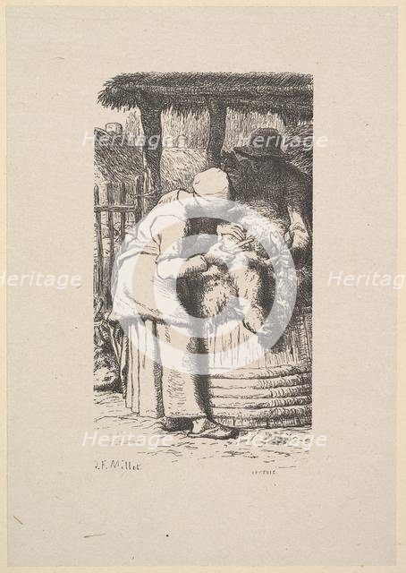 Sheepshearing, 1853. Creator: Jacques-Adrien Lavieille.
