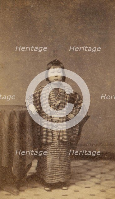 Girl with Striped Robe, 1870s. Creator: Unknown.