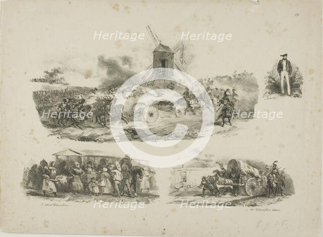 Sheet of Sketches, 1829. Creator: Auguste Raffet.