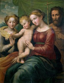 The Mystical Marriage of Saint Catherine and Saint John the Baptist, First Half of 16th cen. Creator: Francucci, Innocenzo (1490/94-1547/50).