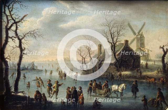 'Ice Skaters', 17th century.  Creator: Klaes Molenaer.