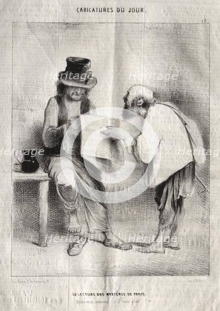 Caricatures du jour: La Lecture des mystères de Paris. Creator: Charles Joseph Traviès de Villers (French, 1804-1859).