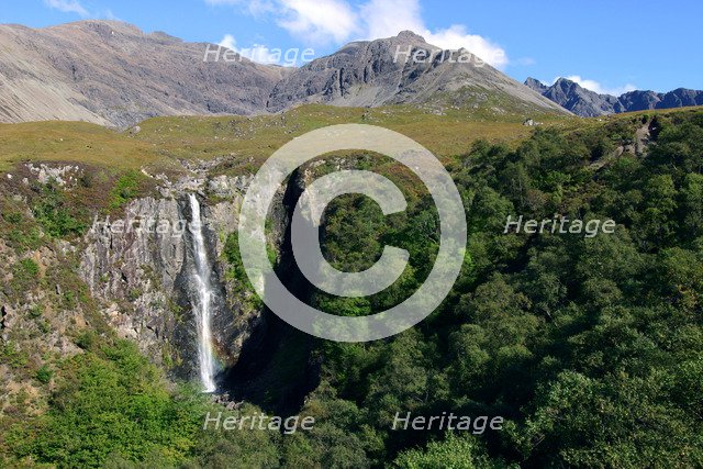 Waterfall above Glen Brittle, Cuillin Hills, Isle of Skye, Highland, Scotland.