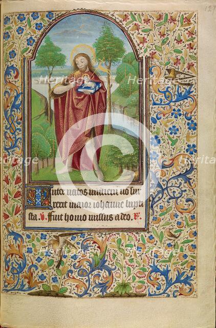 Saint John the Baptist Pointing to the Lamb of God; Book of Hours, about 1466-1470. Creator: Master of Jacques of Luxembourg.