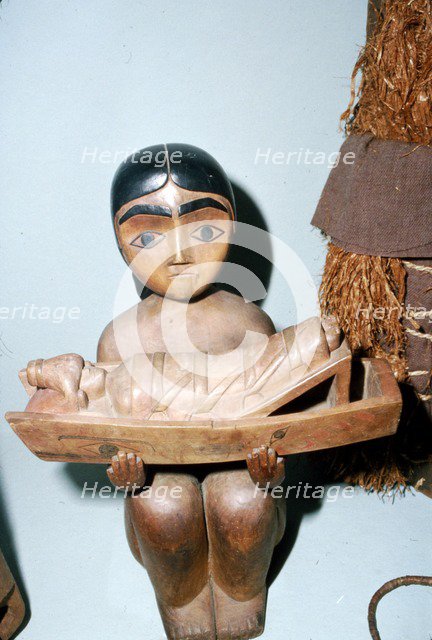 Woman holding Cradle, Salish Tribe, Pacific Northwest Coast Indian. Artist: Unknown.