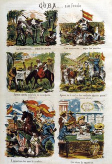 Provisional Government of 1869 - 1870, allegory about insurrection in Cuba, published in the jour…