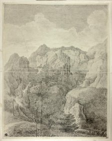 Mountain Landscape with Two Figures in Foreground, n.d. Creator: Unknown.