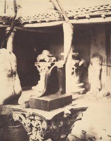 Fragment of an Egyptian Statue in the Museum at Cherchell, Algeria, 1856. Creator: John Beasley Greene.
