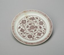 Shallow Dish with Peony Scrolls, Chrysanthemum..., Ming dynasty), Hongwu period (1368-1388). Creator: Unknown.