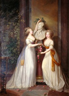 The Princesses Louise and Frederica of Prussia crown the bust of Frederick William II, 1795. Creator: Weitsch, Friedrich Georg (1758-1828).