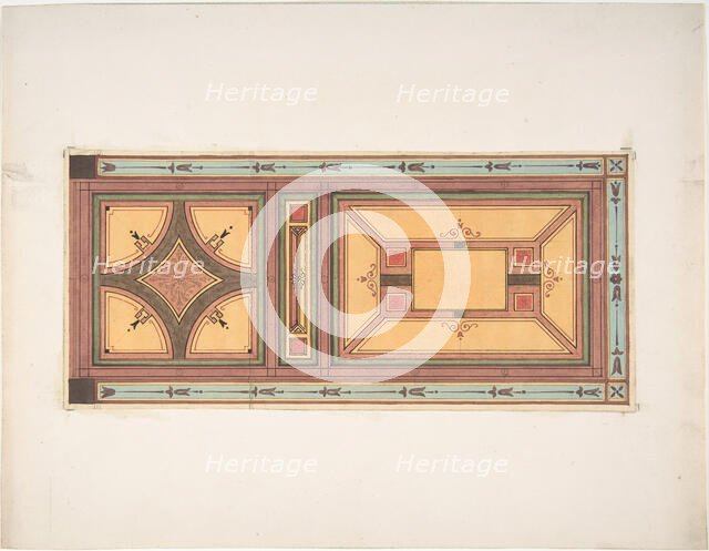 Pompeiian Design for Paneling, second half 19th century. Creators: Jules-Edmond-Charles Lachaise, Eugène-Pierre Gourdet.