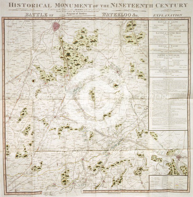 Map of the Waterloo campaign, 1815, Walmer Castle, Kent. Artist: Unknown.