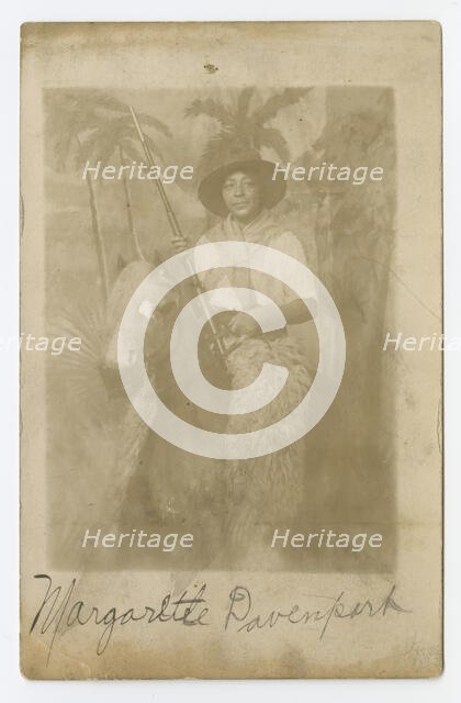 Photographic postcard portrait of Margarette Davenport in costume, early 20th century. Creator: Unknown.