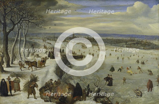 View of Antwerp with Frozen Schelde, 1593. Creator: Lucas van Valckenborch.