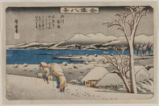 Evening Snow at Uchikawa (from the series Eight Views of Kanazawa), mid 1830s. Creator: Ando Hiroshige (Japanese, 1797-1858).