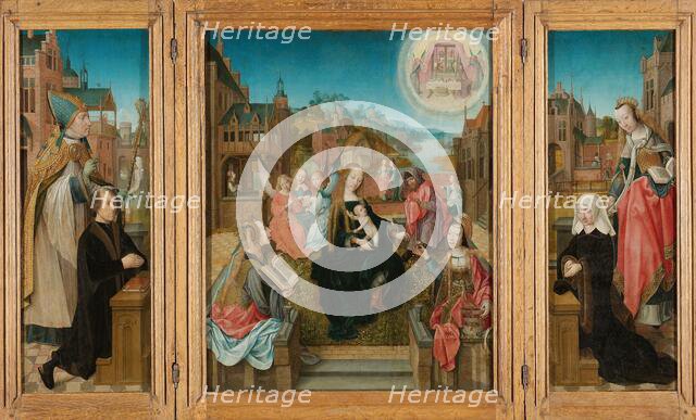 Triptych with Virgin and Child with Saints (center), male Donor with Saint Martin (left, inner wing) Creator: Master of Delft.