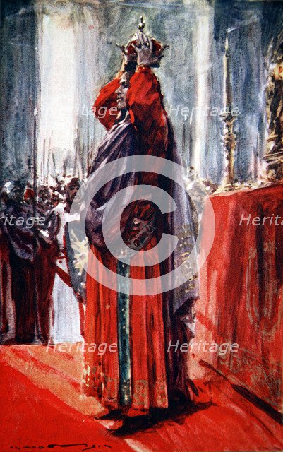 The Holy Roman Emperor Frederick II crowns himself King of Jerusalem, 1229 (1913). Artist: Arthur C Michael