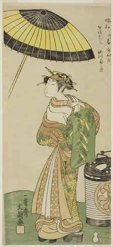 The Actor Segawa Kikunojo II as the Courtesan Hitachi in Part Two of the Play Wada..., c. 1771. Creator: Ippitsusai Buncho.