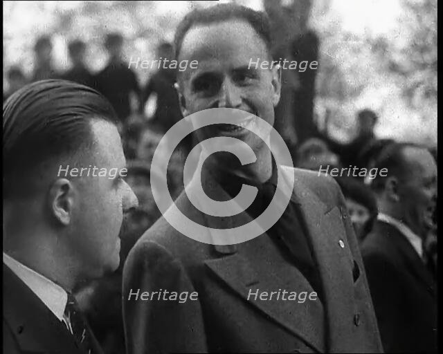 Oswald Mosley with a Crowd, 1930s. Creator: British Pathe Ltd.