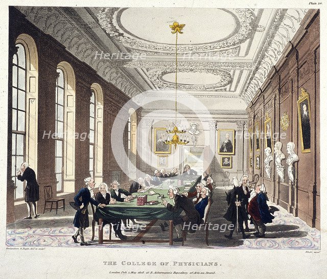 College of Physicians, London, 1808. Artist: Augustus Charles Pugin