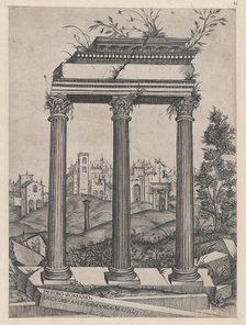 Speculum Romanae Magnificentiae: Temple of Antoninus and Faustina, 16th century., 16th century. Creator: Attributed to Agostino Veneziano.