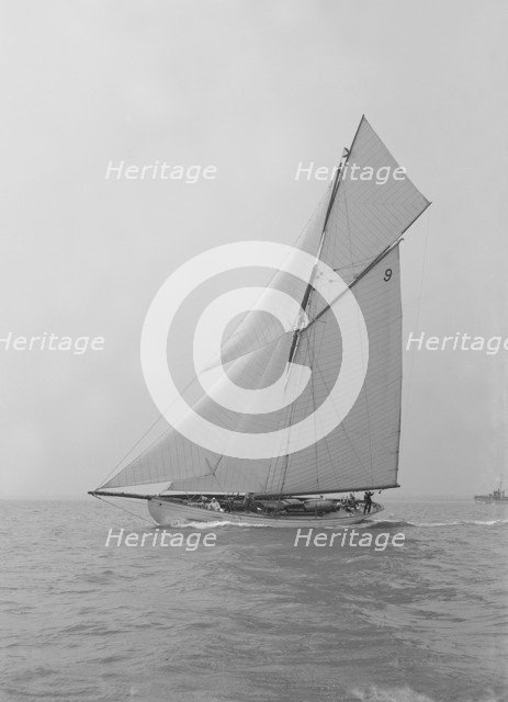 The cutter 'Westwind' sailing close-hauled, 1914. Creator: Kirk & Sons of Cowes.