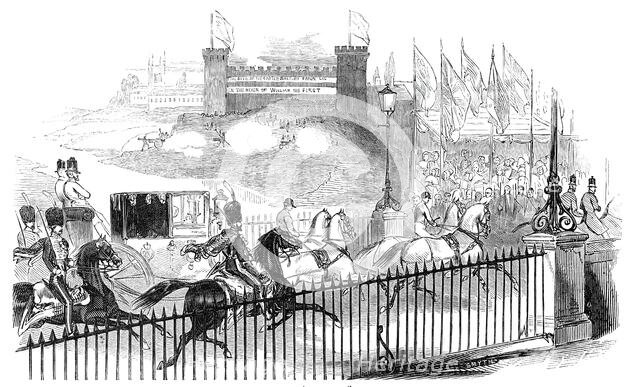 Her Majesty passing "The Castle", Northampton, 1844. Creator: Unknown.