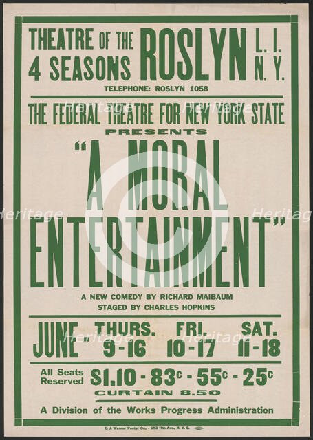 A Moral Entertainment, Roslyn, NY, 1938. Creator: Unknown.