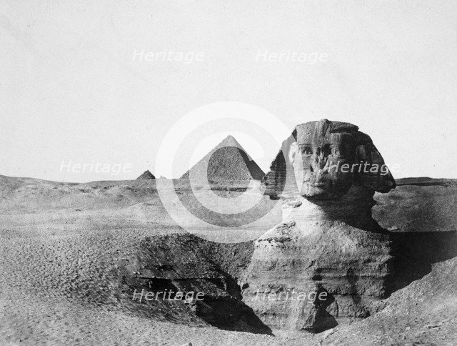 The Great Sphinx and the Pyramids of Giza, Egypt, 1852. Artist: Maxime du Camp
