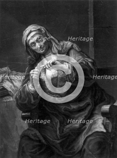 'Old Woman Cutting Her Nails', 18th or 19th century. Artist: J Haid