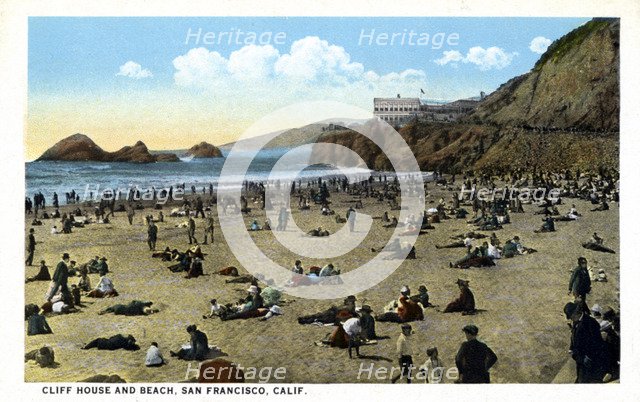Cliff House and beach, San Francisco, California, USA, 1921. Artist: Unknown
