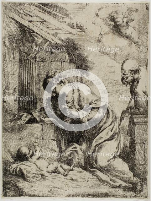 The Virgin Adoring the Infant Jesus, 1655. Creator: Bartolomeo Biscaino.