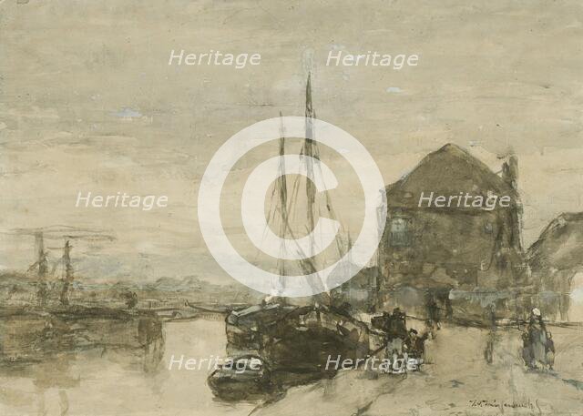 View of Turfmarkt and Eendjespoort in Haarlem, after 1865. Creator: Jan Hendrik Weissenbruch.