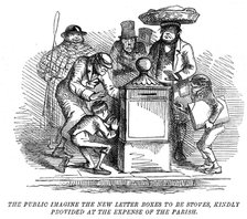 New letter boxes being mistaken for heating stoves!, 1855. Artist: Unknown