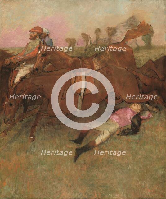 Scene from the Steeplechase: The Fallen Jockey, 1866, reworked 1880-1881 and c. 1897. Creator: Edgar Degas.